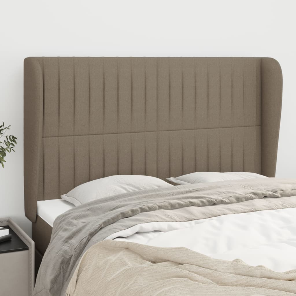 Tête de lit avec oreilles Taupe 147x23x118/128 cm Tissu Têtes et pieds de lit vidaXL