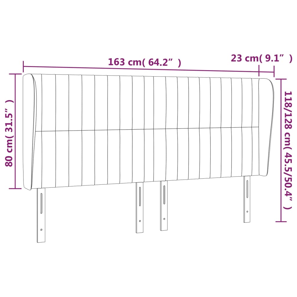 Tête de lit avec oreilles Taupe 163x23x118/128 cm Tissu - XIOS