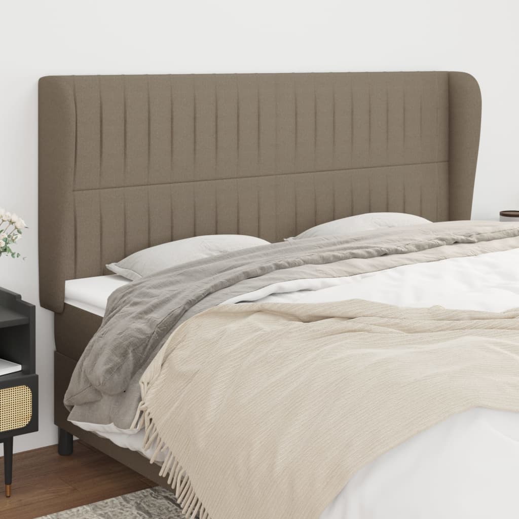 Tête de lit avec oreilles Taupe 183x23x118/128 cm Tissu Têtes et pieds de lit vidaXL
