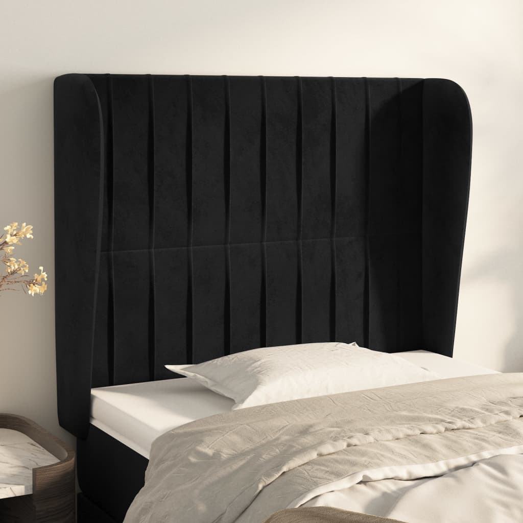 Tête de lit avec oreilles Noir 103x23x118/128 cm Velours - XIOS