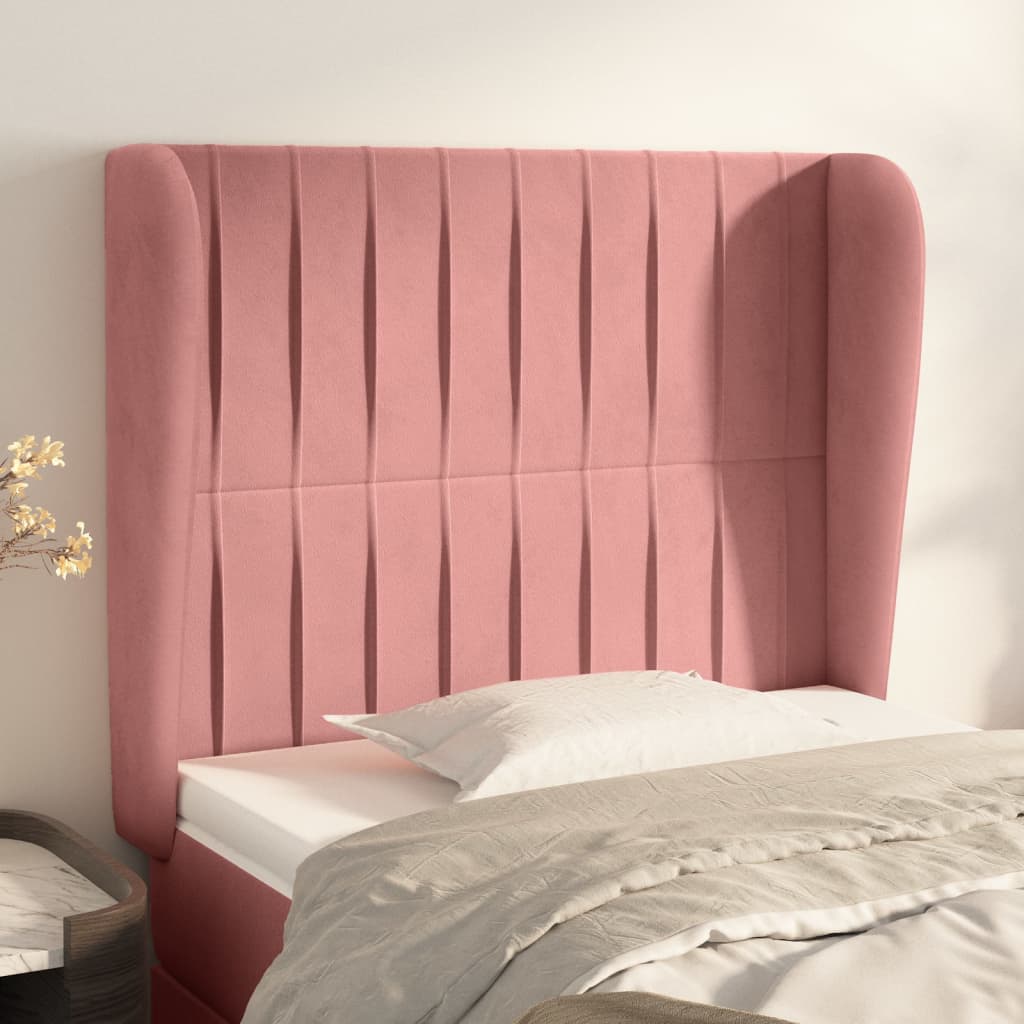 Tête de lit avec oreilles Rose 103x23x118/128 cm Velours - XIOS