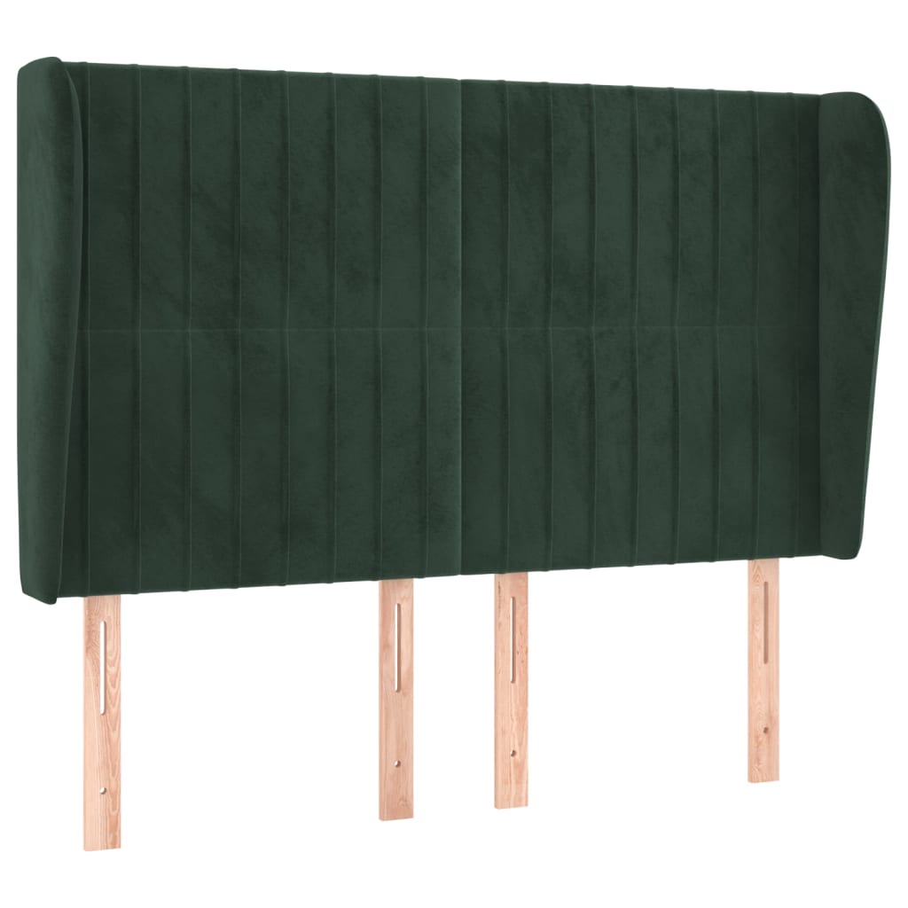 Tête de lit avec oreilles Vert foncé 147x23x118/128 cm Velours - XIOS
