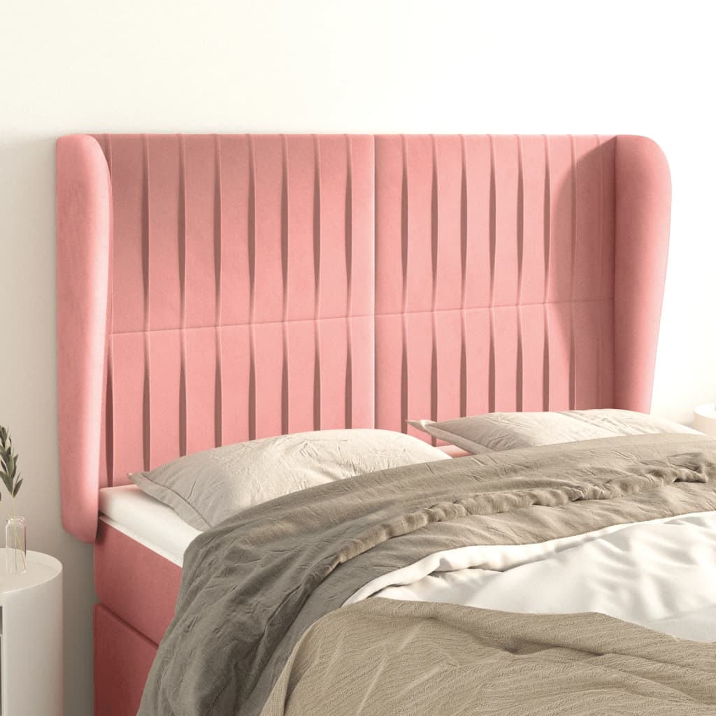 Tête de lit avec oreilles Rose 147x23x118/128 cm Velours - XIOS