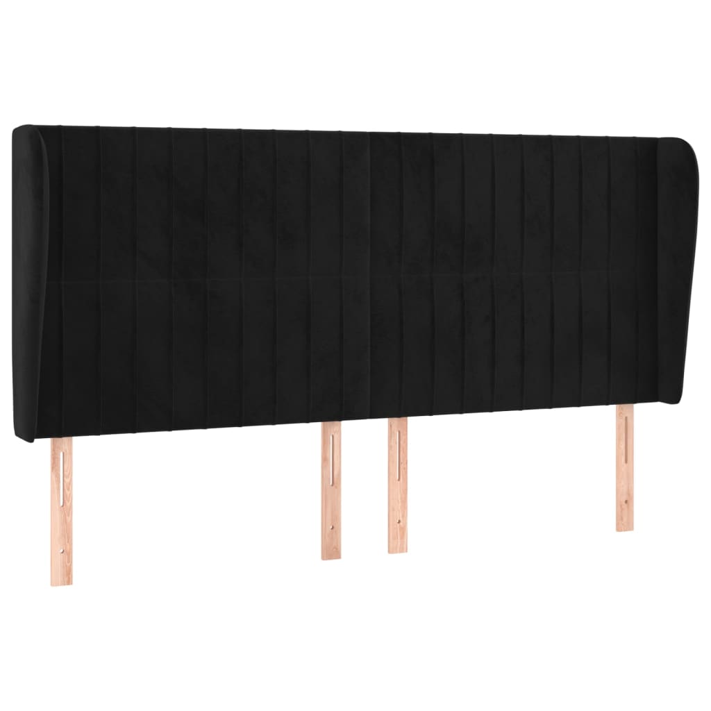Tête de lit avec oreilles Noir 183x23x118/128 cm Velours Têtes et pieds de lit vidaXL