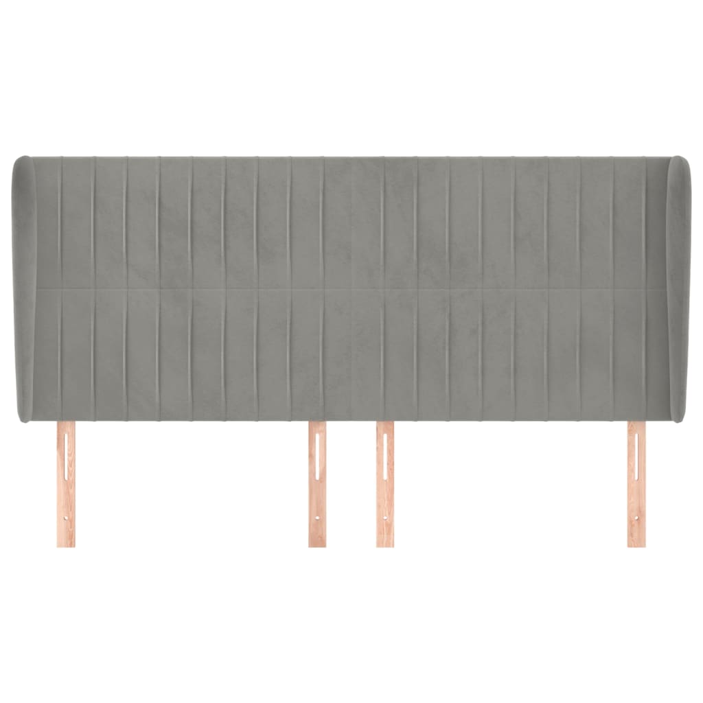Tête de lit avec oreilles Gris clair 203x23x118/128 cm Velours - XIOS