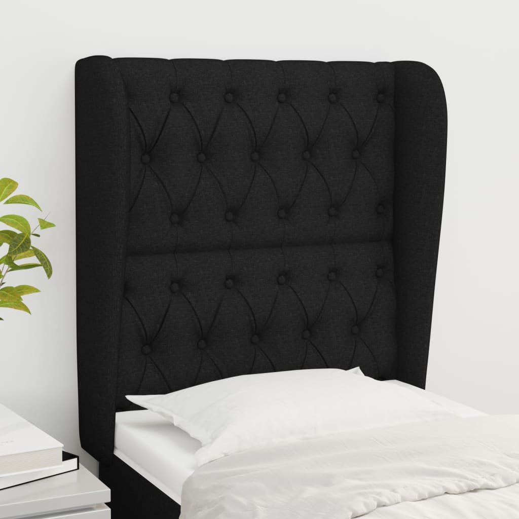 Tête de lit avec oreilles Noir 83x23x118/128 cm Tissu - XIOS