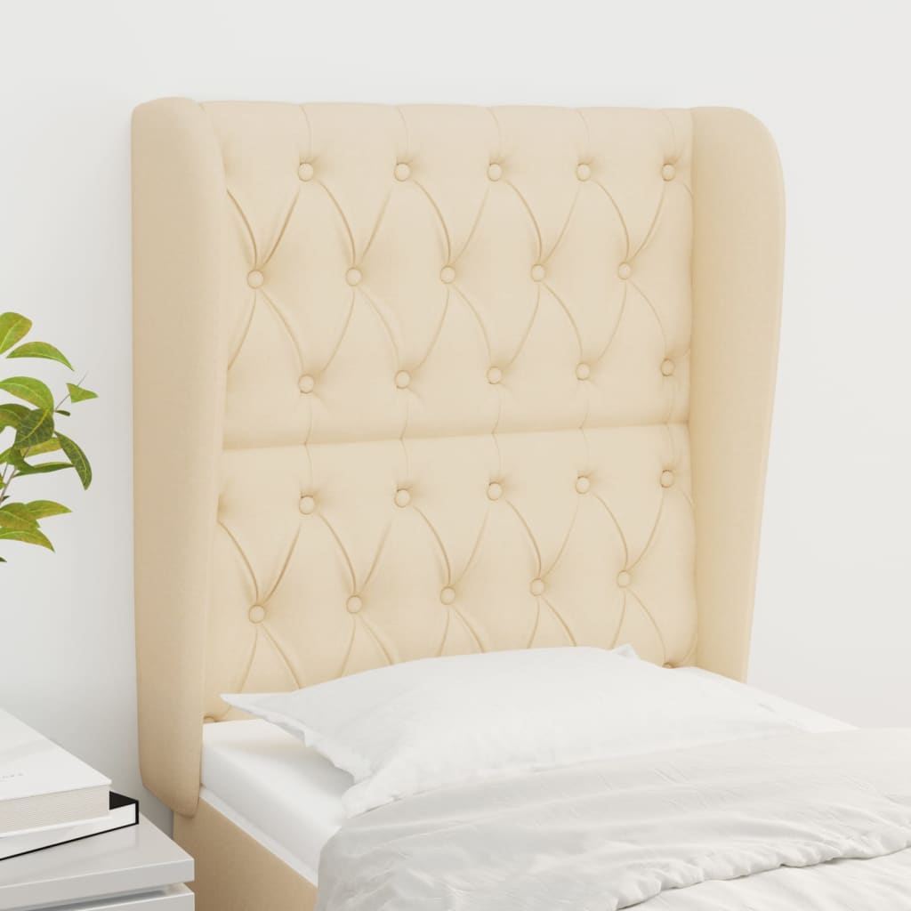 Tête de lit avec oreilles Crème 83x23x118/128 cm Tissu - XIOS