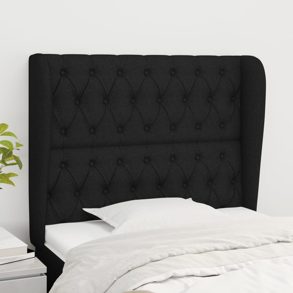 Tête de lit avec oreilles Noir 93x23x118/128 cm Tissu - XIOS