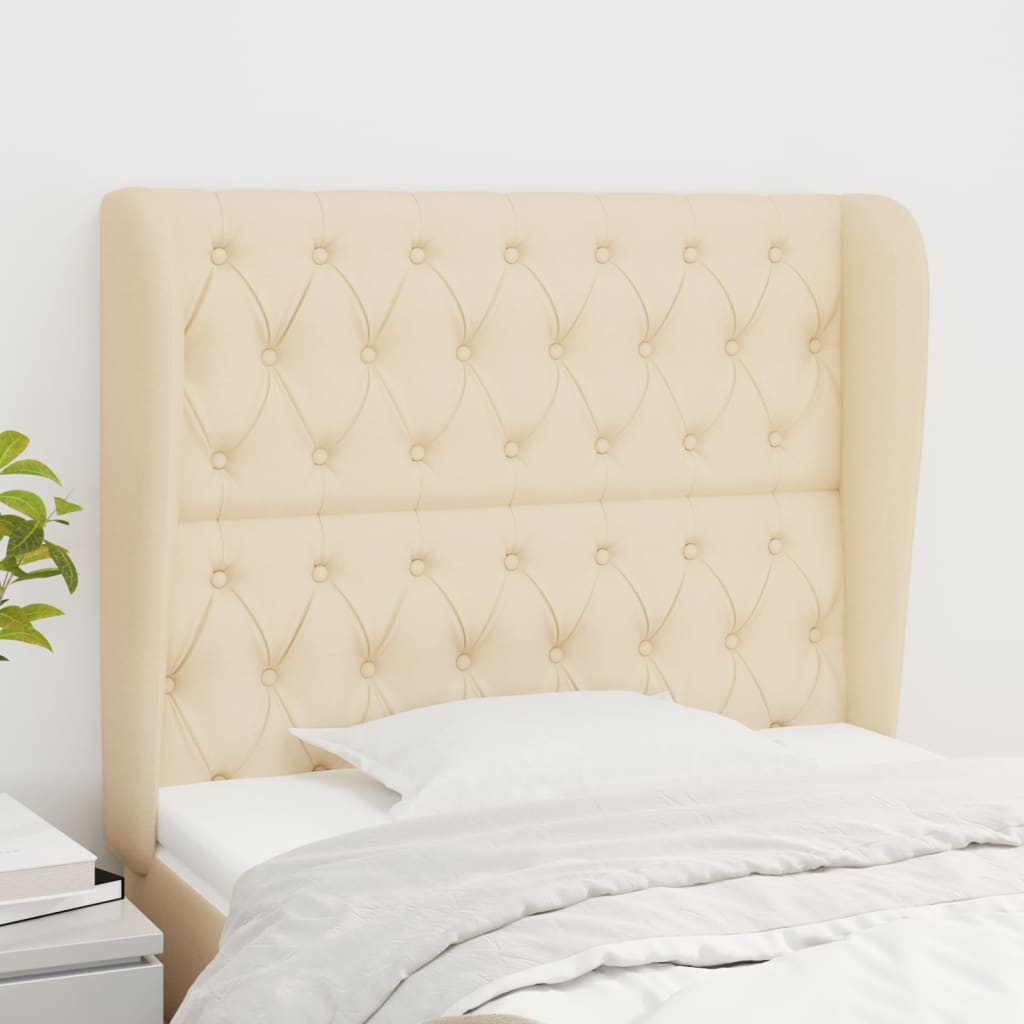 Tête de lit avec oreilles Crème 93x23x118/128 cm Tissu - XIOS