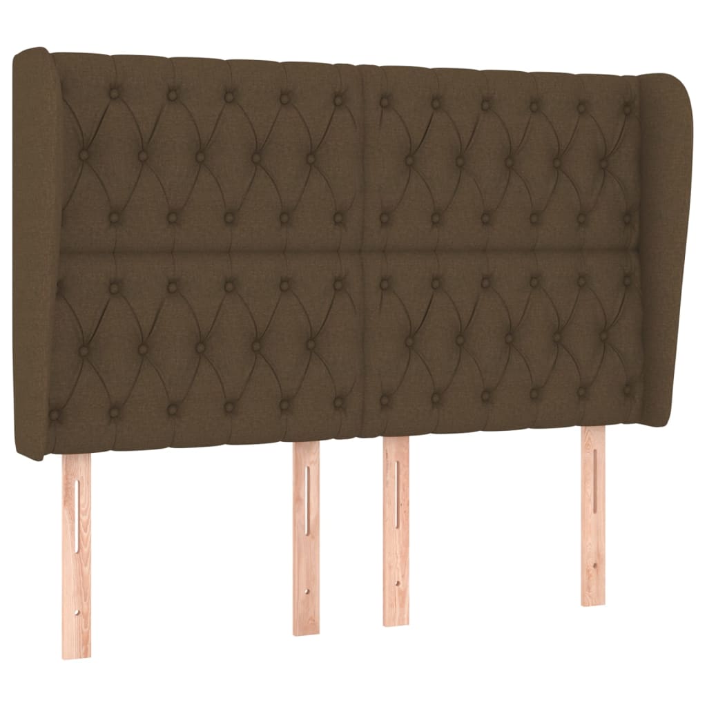 Tête de lit avec oreilles Marron foncé 147x23x118/128 cm Tissu - XIOS