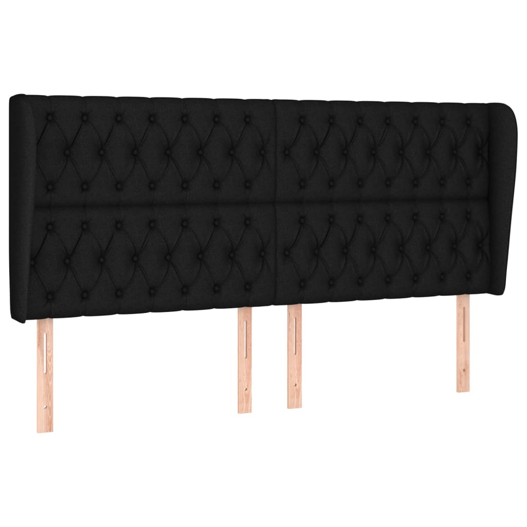 Tête de lit avec oreilles Noir 203x23x118/128 cm Tissu - XIOS