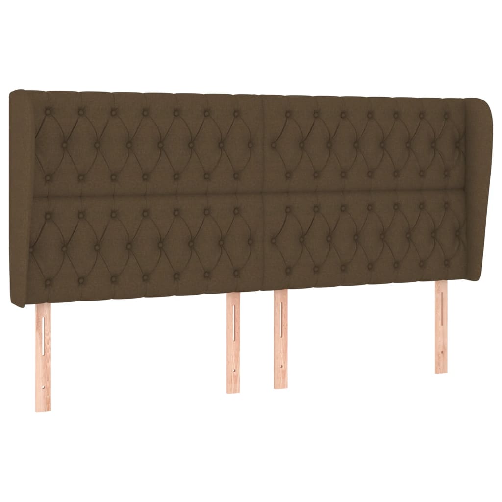 Tête de lit avec oreilles Marron foncé 203x23x118/128 cm Tissu - XIOS