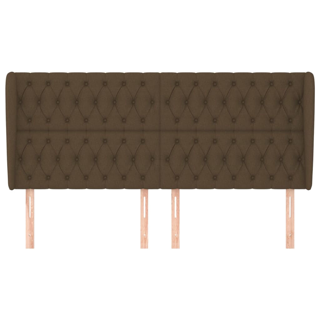 Tête de lit avec oreilles Marron foncé 203x23x118/128 cm Tissu - XIOS
