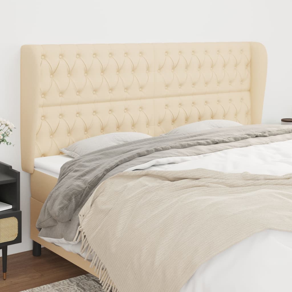 Tête de lit avec oreilles Crème 203x23x118/128 cm Tissu - XIOS