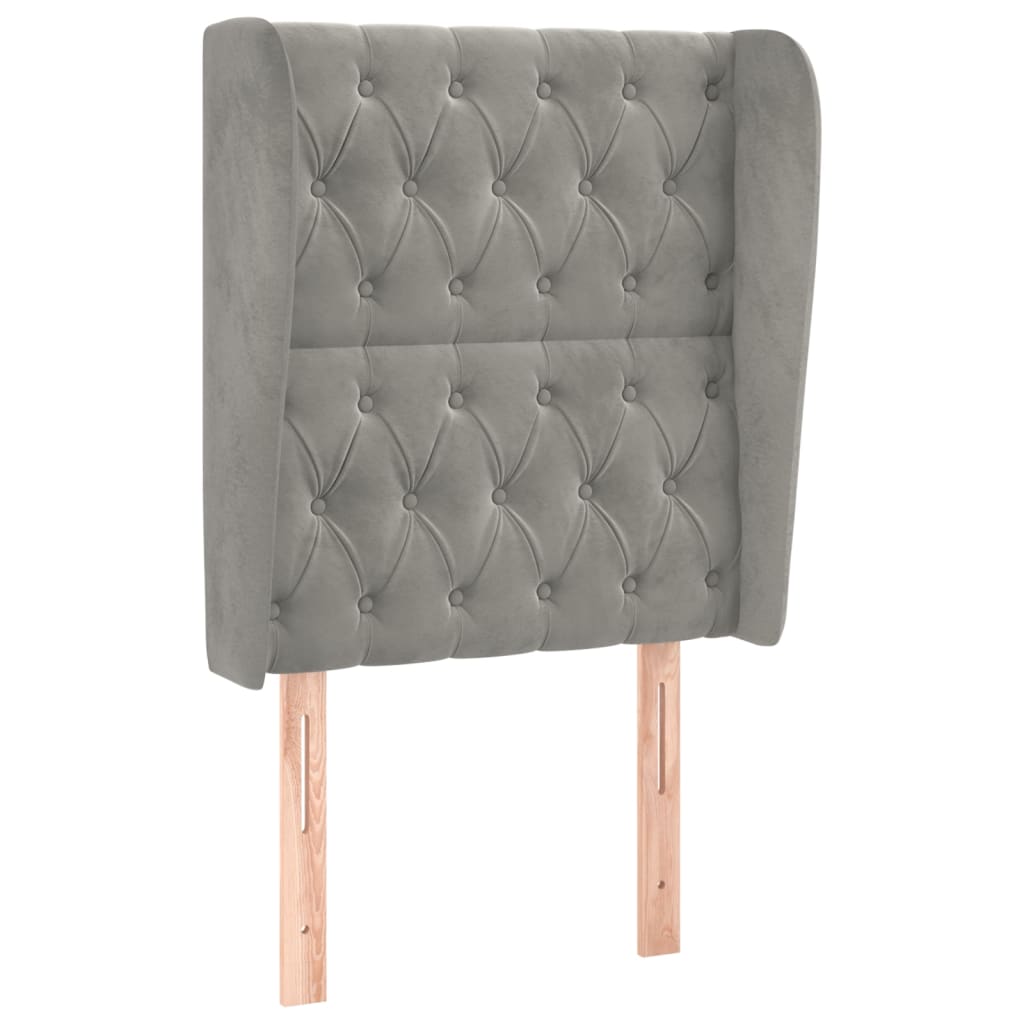 Tête de lit avec oreilles Gris clair 83x23x118/128 cm Velours Têtes et pieds de lit vidaXL