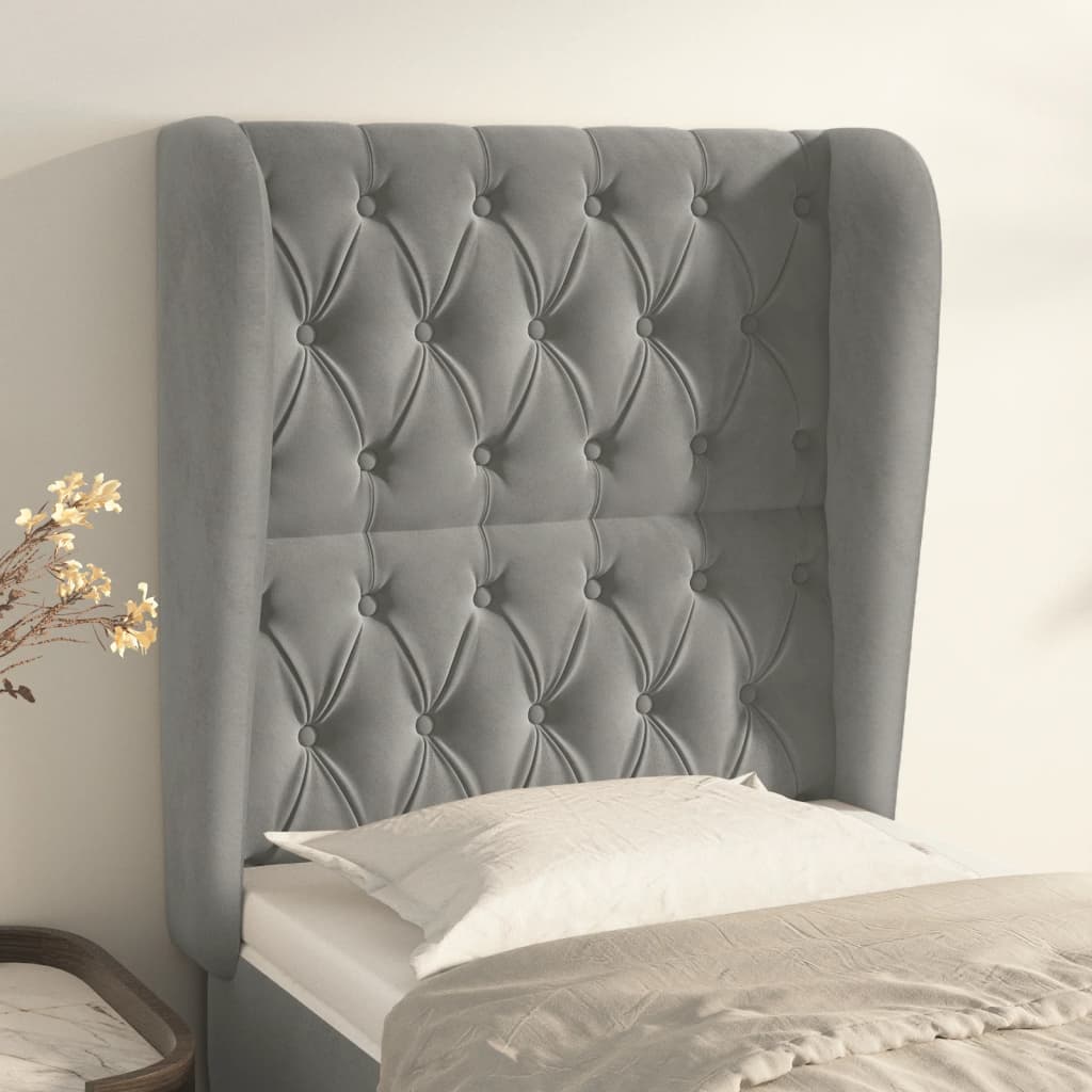 Tête de lit avec oreilles Gris clair 83x23x118/128 cm Velours Têtes et pieds de lit vidaXL