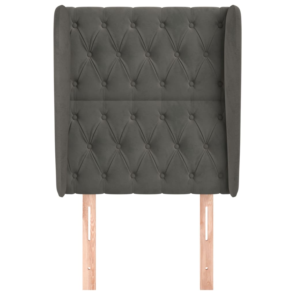Tête de lit avec oreilles Gris foncé 83x23x118/128 cm Velours - XIOS