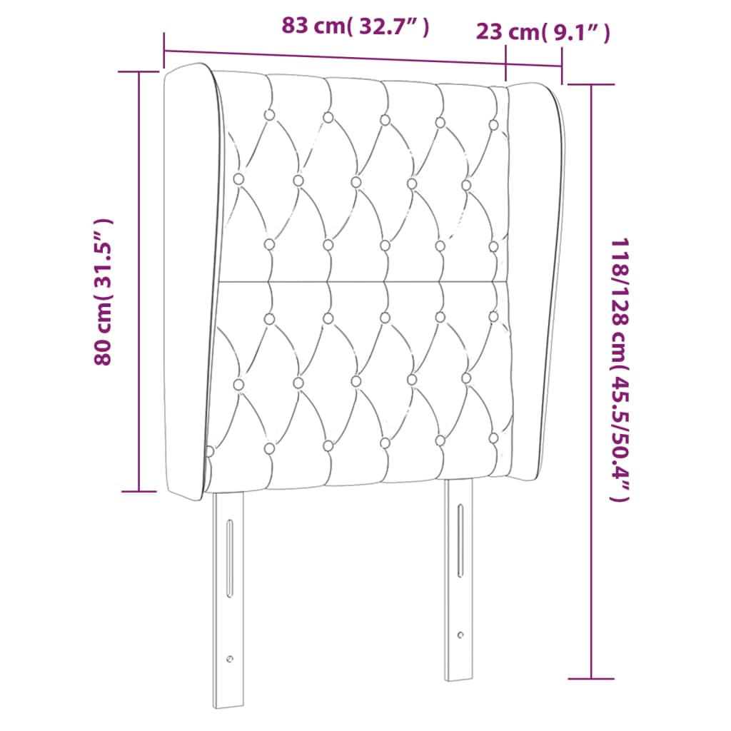 Tête de lit avec oreilles Vert foncé 83x23x118/128 cm Velours Têtes et pieds de lit vidaXL