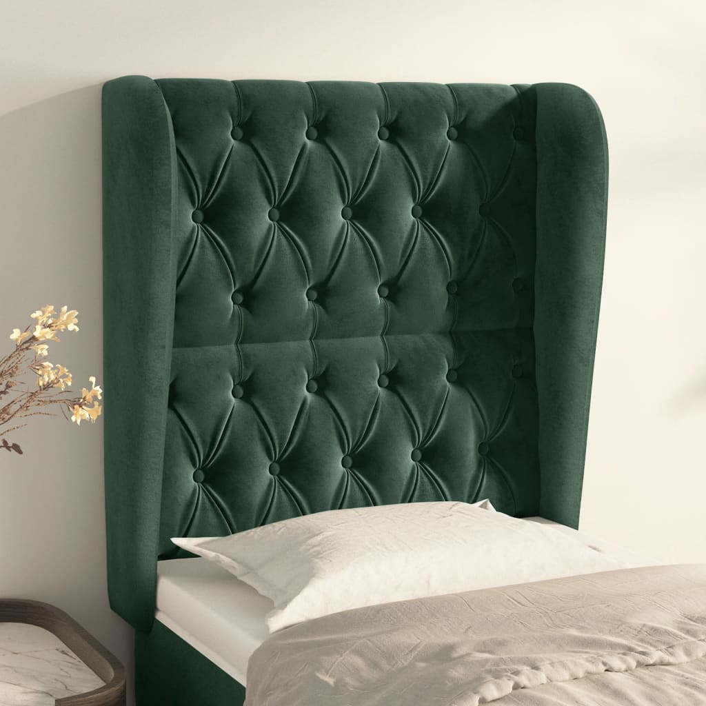Tête de lit avec oreilles Vert foncé 83x23x118/128 cm Velours Têtes et pieds de lit vidaXL
