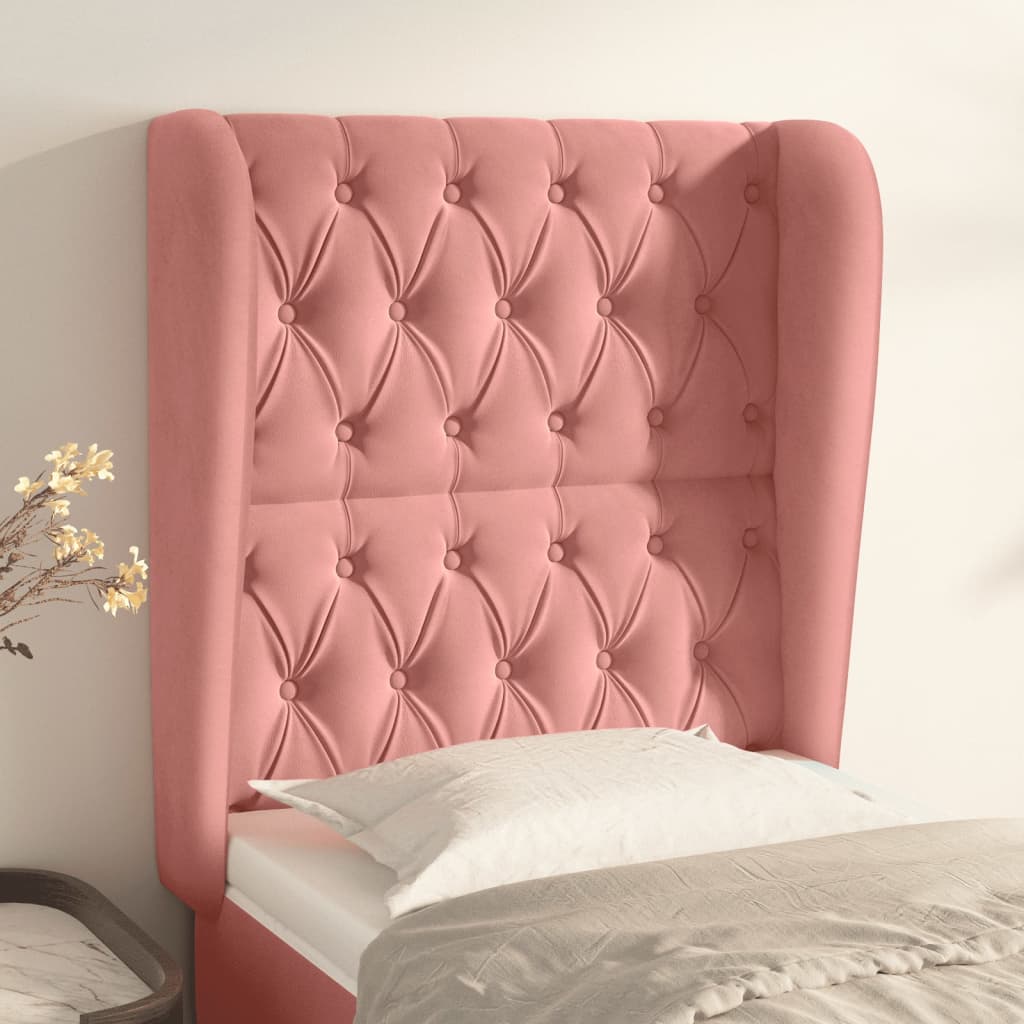 Tête de lit avec oreilles Rose 83x23x118/128 cm Velours - XIOS