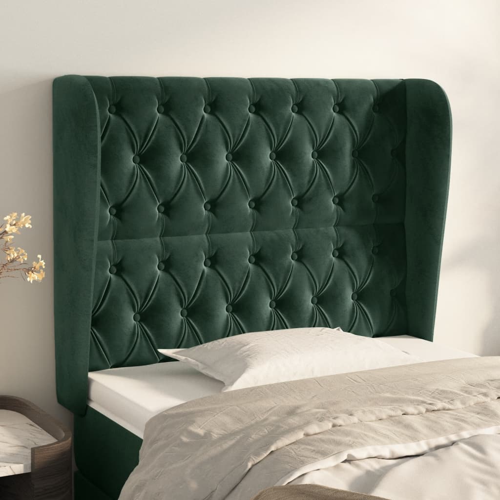 Tête de lit avec oreilles Vert foncé 93x23x118/128 cm Velours - XIOS