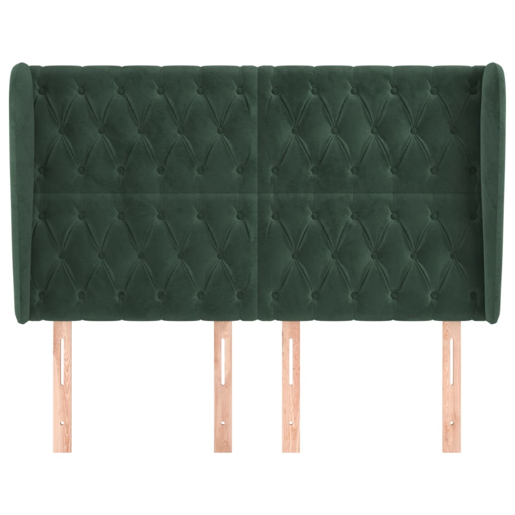 Tête de lit avec oreilles Vert foncé 147x23x118/128 cm Velours - XIOS
