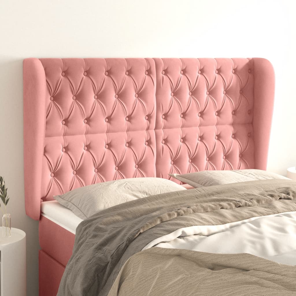 Tête de lit avec oreilles Rose 147x23x118/128 cm Velours - XIOS