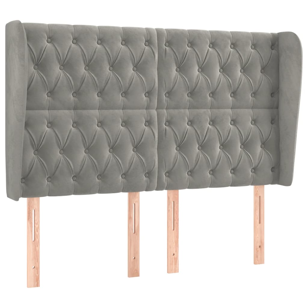 Tête de lit avec oreilles Gris clair 163x23x118/128 cm Velours Têtes et pieds de lit vidaXL