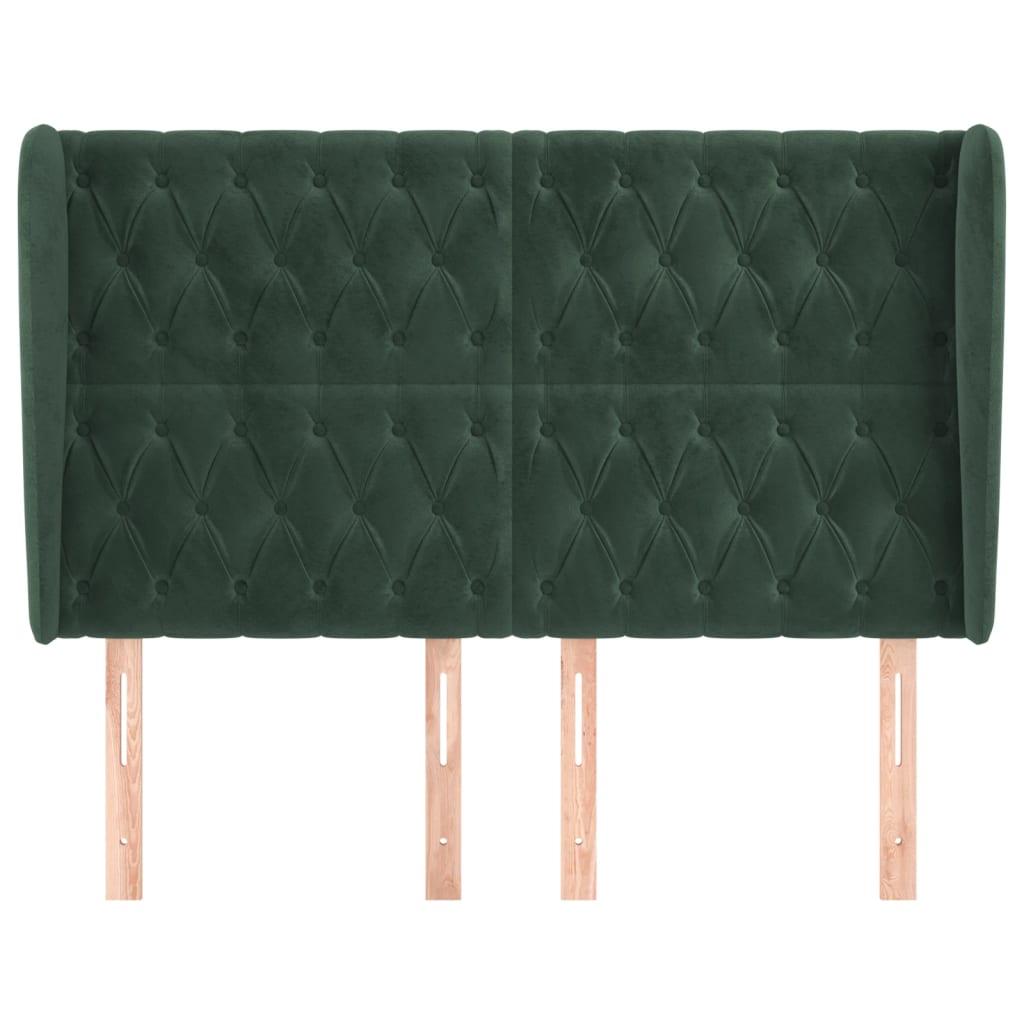 Tête de lit avec oreilles Vert foncé 163x23x118/128 cm Velours Têtes et pieds de lit vidaXL