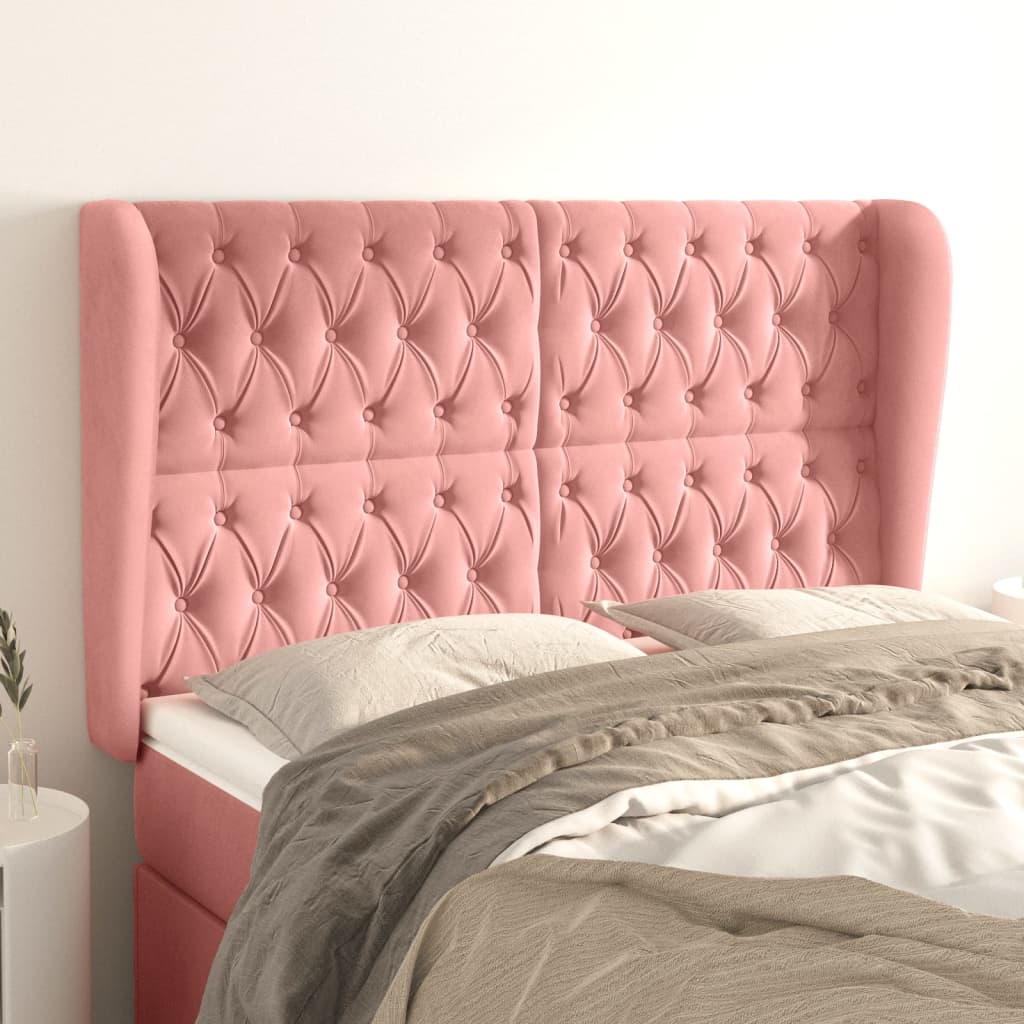 Tête de lit avec oreilles Rose 163x23x118/128 cm Velours - XIOS
