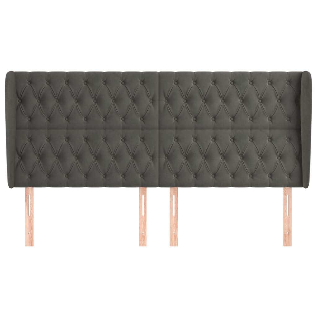 Tête de lit avec oreilles Gris foncé 183x23x118/128 cm Velours - XIOS
