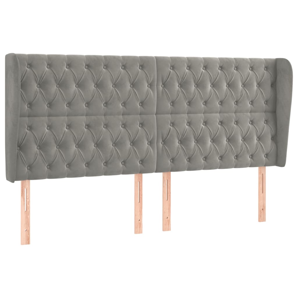 Tête de lit avec oreilles Gris clair 203x23x118/128 cm Velours - XIOS