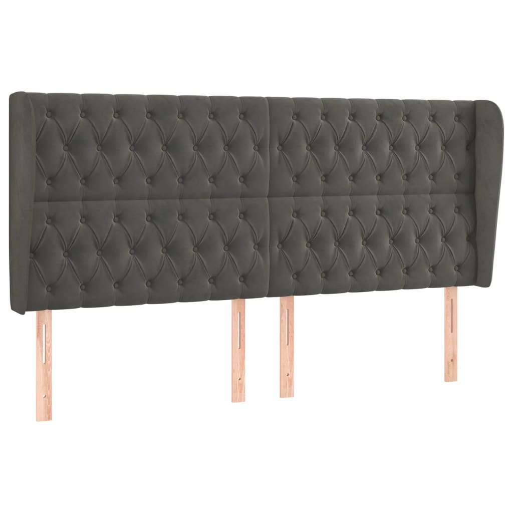 Tête de lit avec oreilles Gris foncé 203x23x118/128 cm Velours - XIOS