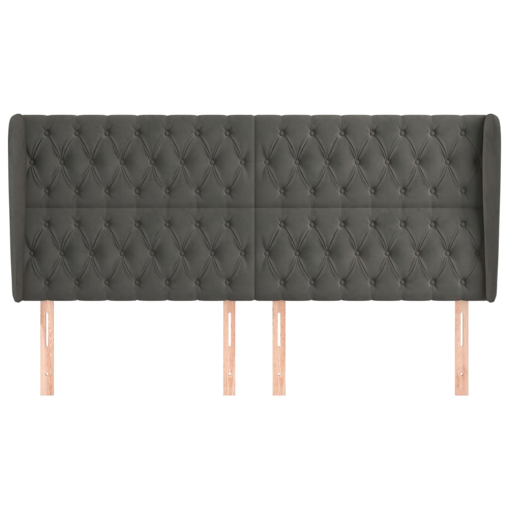 Tête de lit avec oreilles Gris foncé 203x23x118/128 cm Velours - XIOS