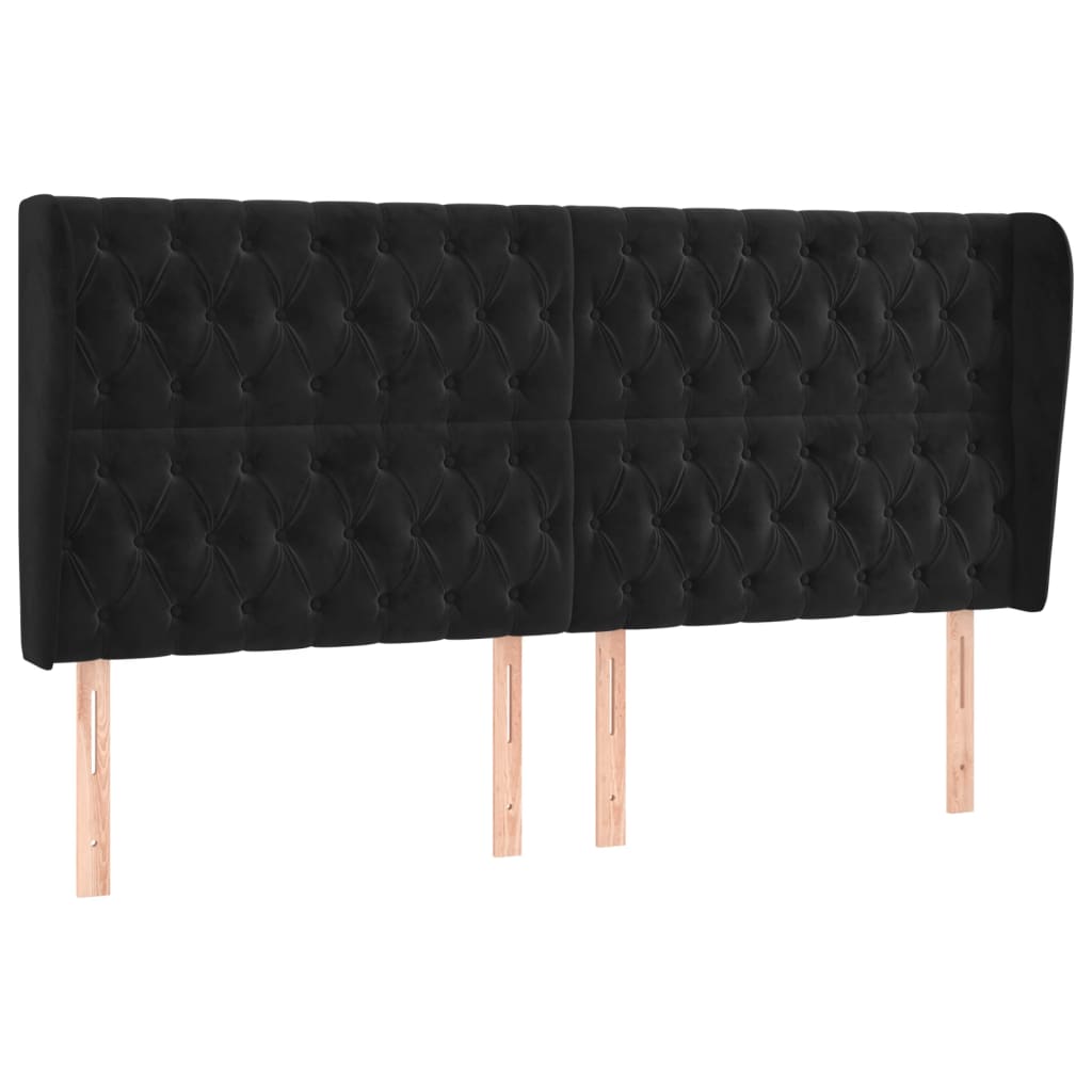 Tête de lit avec oreilles Noir 203x23x118/128 cm Velours - XIOS