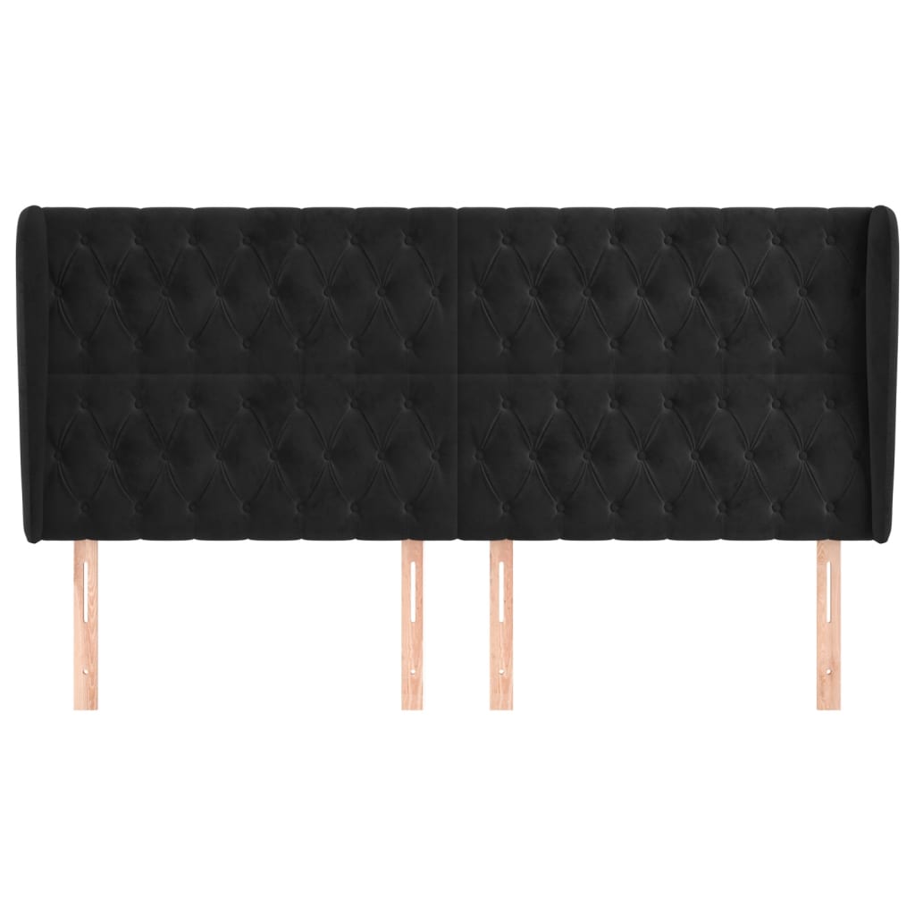 Tête de lit avec oreilles Noir 203x23x118/128 cm Velours - XIOS