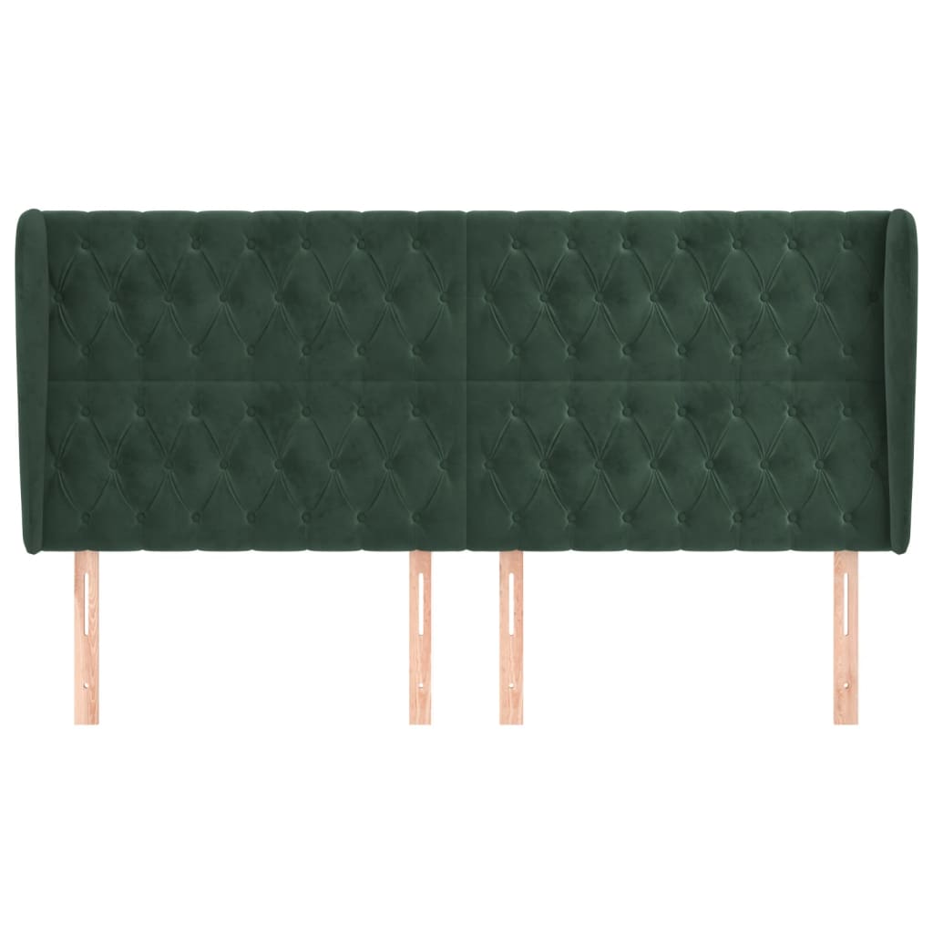 Tête de lit avec oreilles Vert foncé 203x23x118/128 cm Velours - XIOS