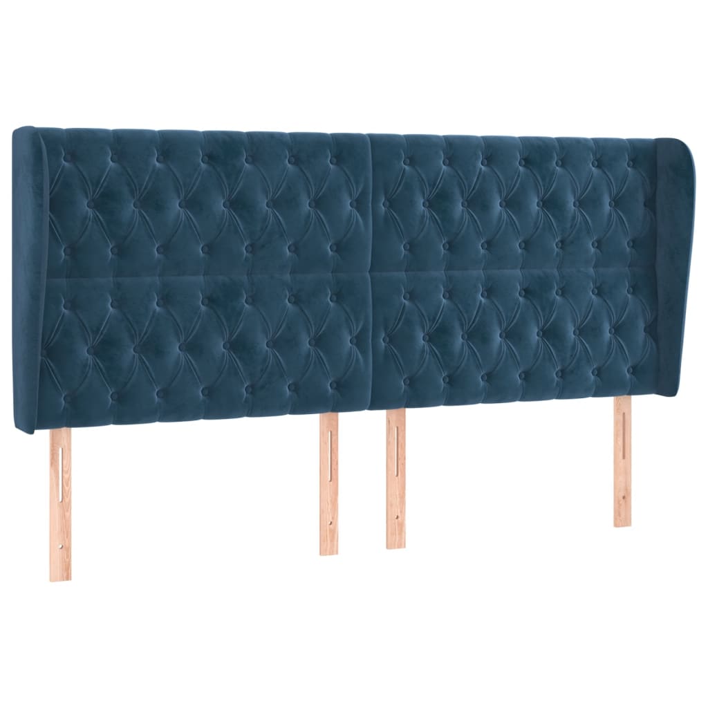 Tête de lit avec oreilles Bleu foncé 203x23x118/128 cm Velours - XIOS