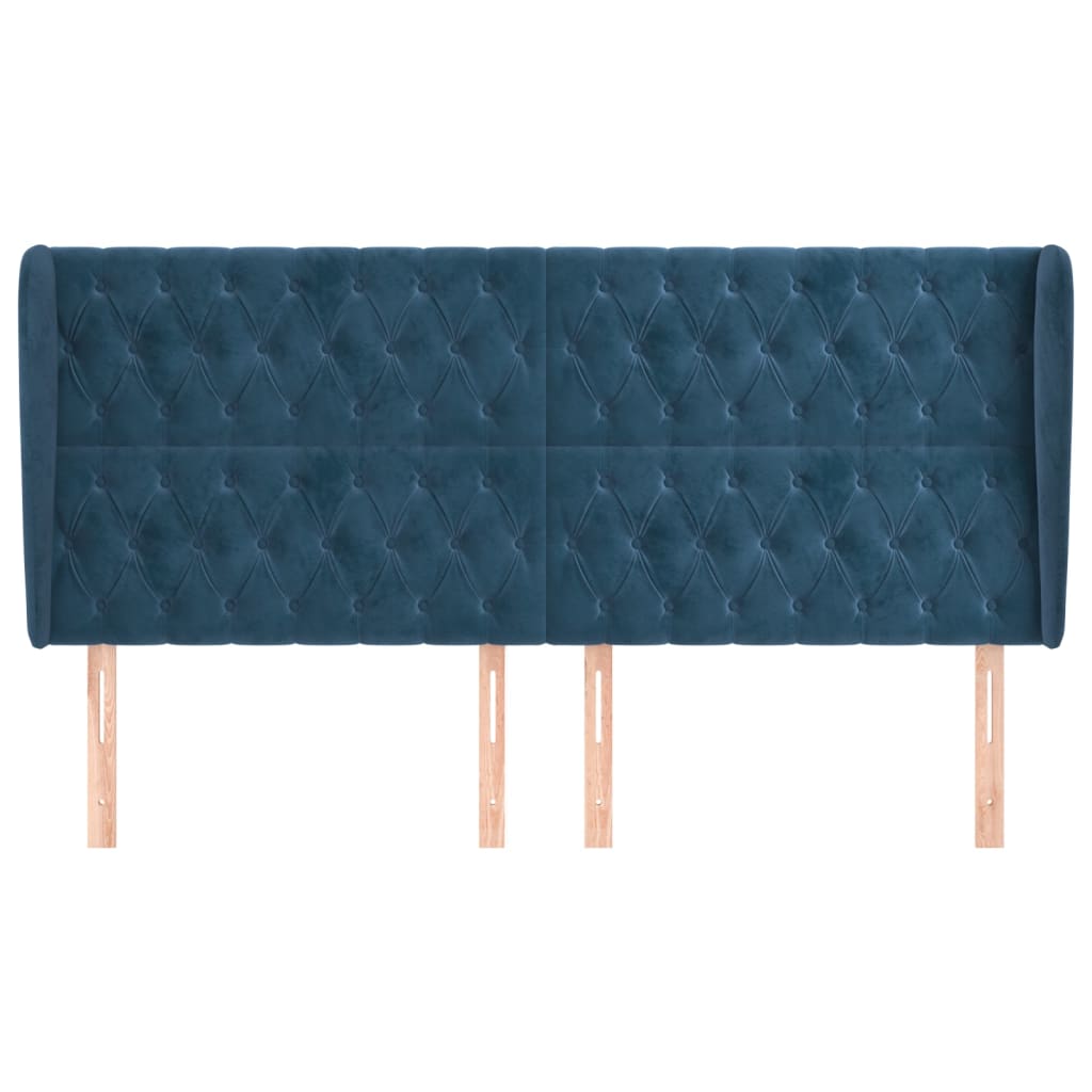 Tête de lit avec oreilles Bleu foncé 203x23x118/128 cm Velours - XIOS