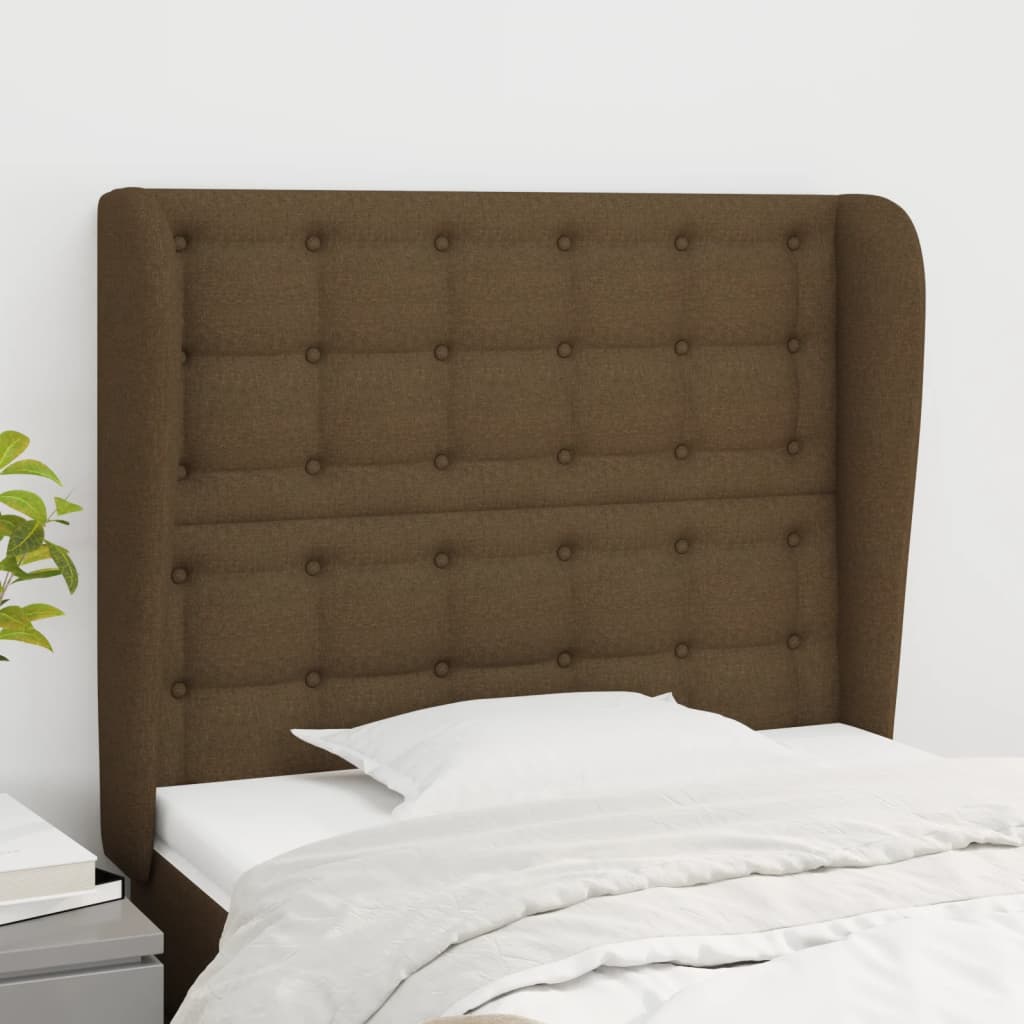 Tête de lit avec oreilles Marron foncé 83x23x118/128 cm Tissu - XIOS