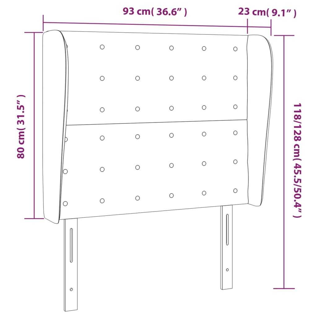 Tête de lit avec oreilles Marron foncé 93x23x118/128 cm Tissu - XIOS