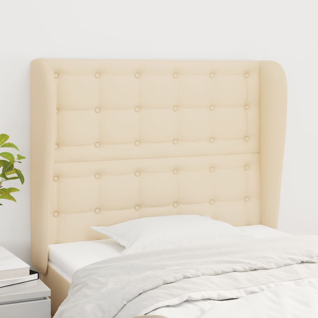 Tête de lit avec oreilles Crème 103x23x118/128 cm Tissu - XIOS