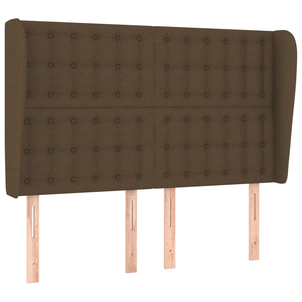 Tête de lit avec oreilles Marron foncé 147x23x118/128 cm Tissu - XIOS
