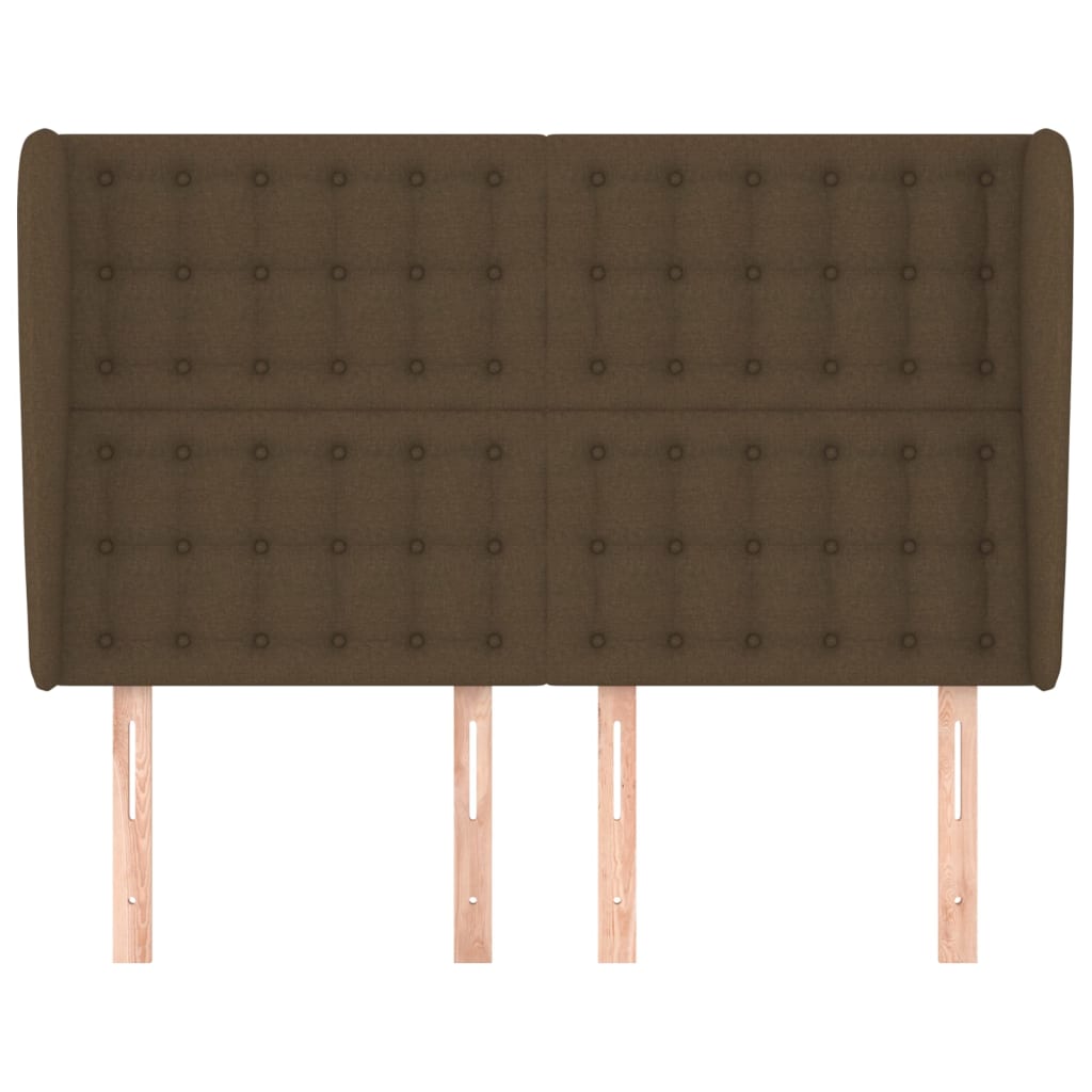 Tête de lit avec oreilles Marron foncé 147x23x118/128 cm Tissu - XIOS