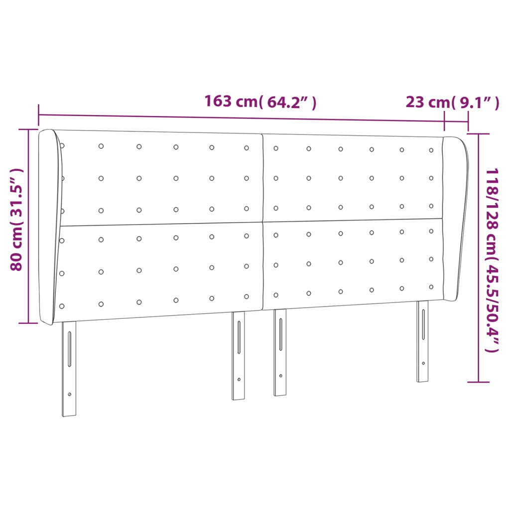 Tête de lit avec oreilles Bleu 163x23x118/128 cm Tissu - XIOS