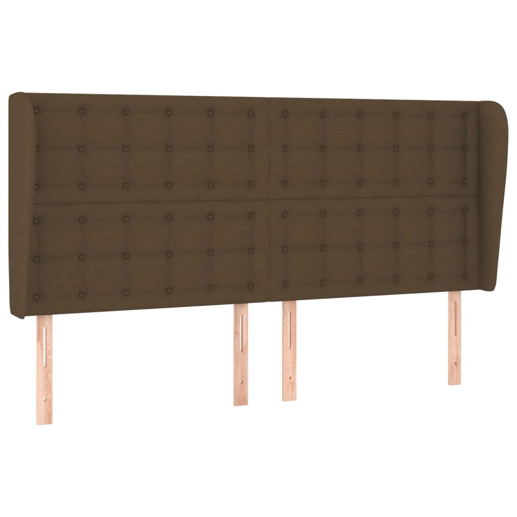 Tête de lit avec oreilles Marron foncé 183x23x118/128 cm Tissu Têtes et pieds de lit vidaXL