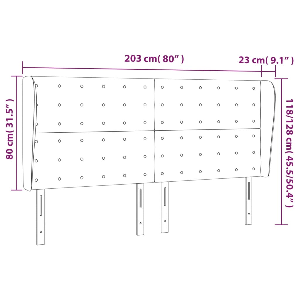 Tête de lit avec oreilles Bleu 203x23x118/128 cm Tissu - XIOS
