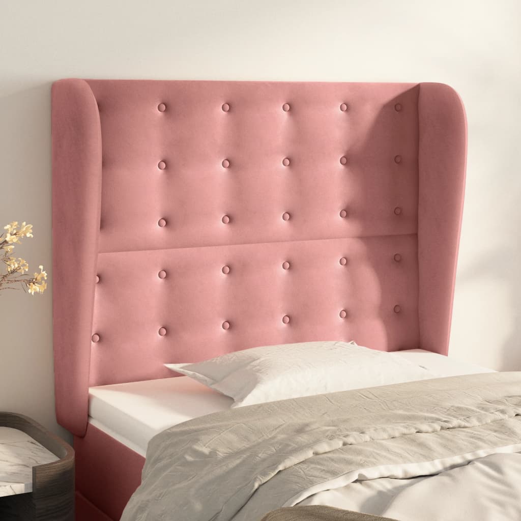 Tête de lit avec oreilles Rose 93x23x118/128 cm Velours - XIOS