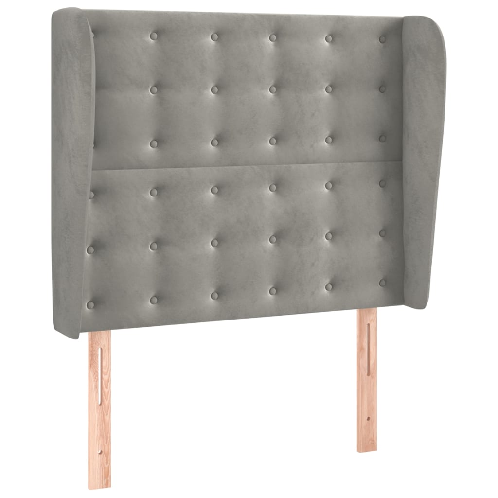 Tête de lit avec oreilles Gris clair 103x23x118/128 cm Velours - XIOS