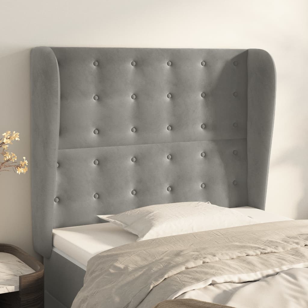 Tête de lit avec oreilles Gris clair 103x23x118/128 cm Velours - XIOS